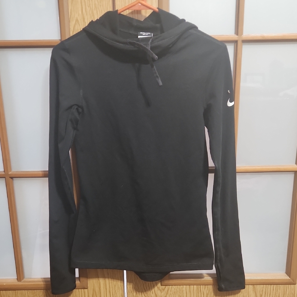 Nike Pro Black Cowl Neck Pullover Lightweight Hoodie Size Small